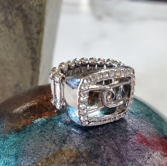 Silver Tone & Rhinestone Jewels Stretch Band Ring 💥3 for $24💥 - Picture 12 of 13